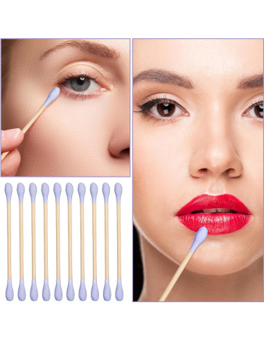 5000 Bastones de Algodón Orgánico Heigble 7 cm Púrpura Doble Punta