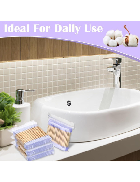 5000 Bastones de Algodón Orgánico Heigble 7 cm Púrpura Doble Punta