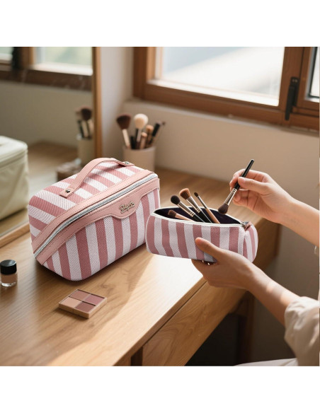 Bolsa de Maquillaje de Viaje BOYATU Rosa - Set 3 Bolsas Cosméticas