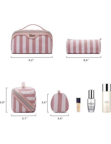 Bolsa de Maquillaje de Viaje BOYATU Rosa - Set 3 Bolsas Cosméticas
