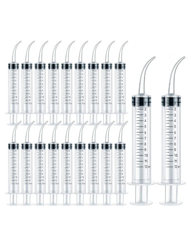 Paquete de 20 Jeringas Dentales Desechables 12ml Punta Curvada