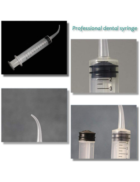 Paquete de 20 Jeringas Dentales Desechables 12ml Punta Curvada