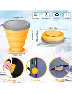 Tazas Colapsables de Silicona Umigy - 9 Piezas 200 ml 2