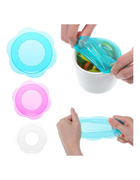 Tapa de Silicona ElevateTech 3 Pcs Reutilizables para Alimentos