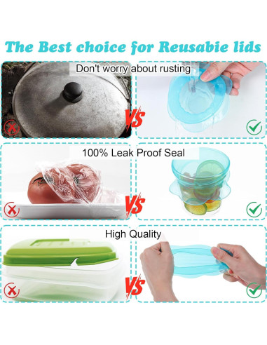 Tapa de Silicona ElevateTech 3 Pcs Reutilizables para Alimentos