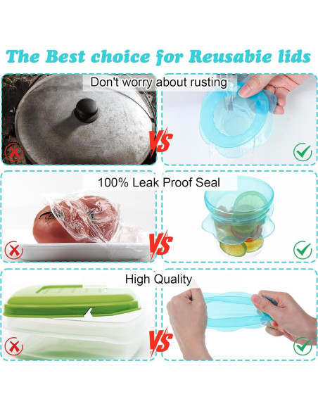 Tapa de Silicona ElevateTech 3 Pcs Reutilizables para Alimentos