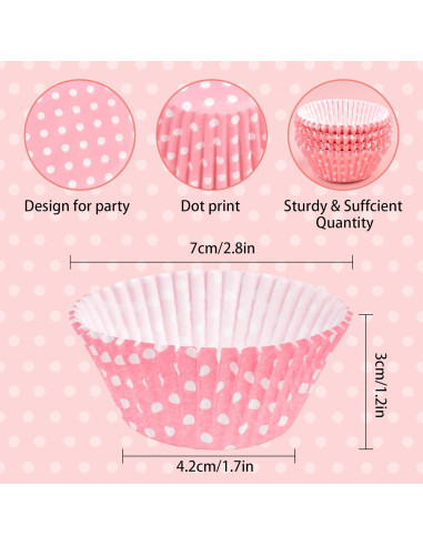 Forros de Cupcake Desechables JEPELUS 100pcs Lunares 5cm