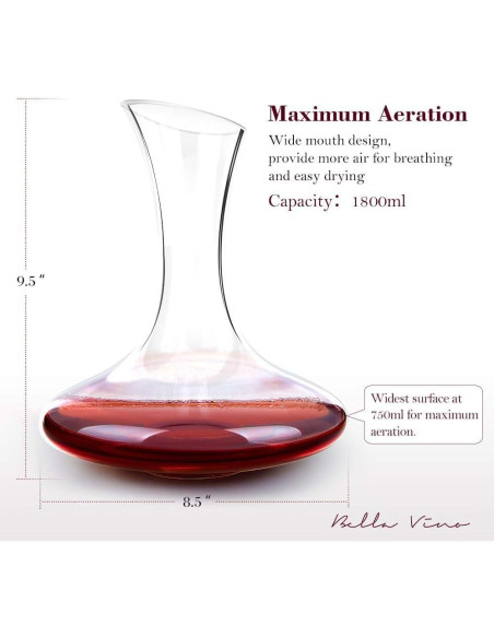 Decantador de Vino Bella Vino 750ml Cristal Soplado a Mano