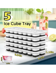 Bandeja de Hielo Tohsssik 5 Piezas Silicona Negra Reutilizable 2