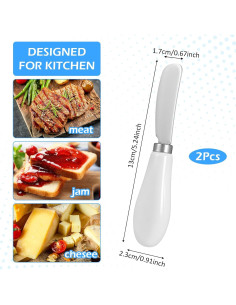 Set de 2 Cuchillos para Untar Mantequilla Nogeqi 13.31 cm Blanco 2