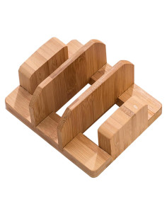 Soporte Organizador de Tapa de Olla de Bambú Kunovo - 3 Compartimentos