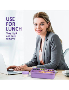 Caja de Almuerzo Bento Annaklin Morada 4 Compartimentos 45.8 oz 2