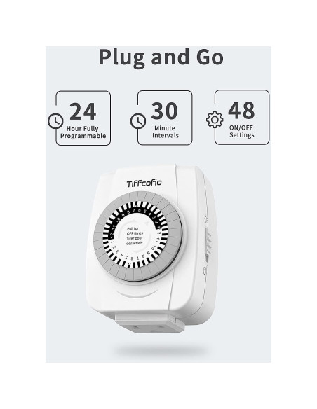 Temporizador Mecánico Tiffcofio 24 Horas Paquete de 2 Temporizador Mecánico Tiffcofio 24 Horas Paquete de 2