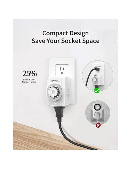 Temporizador Mecánico Tiffcofio 24 Horas Paquete de 2 Temporizador Mecánico Tiffcofio 24 Horas Paquete de 2