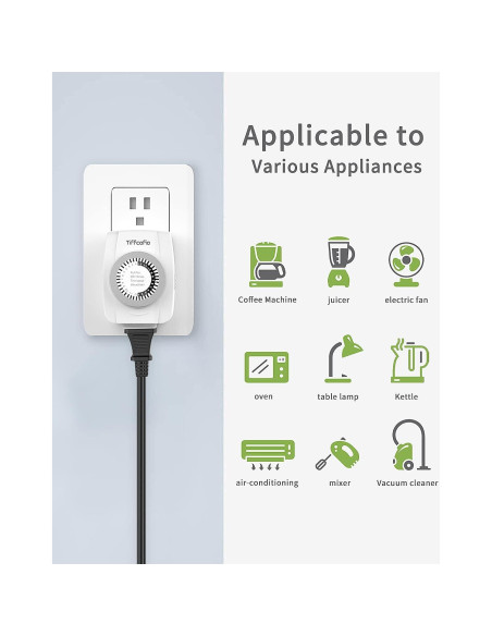 Temporizador Mecánico Tiffcofio 24 Horas Paquete de 2 Temporizador Mecánico Tiffcofio 24 Horas Paquete de 2