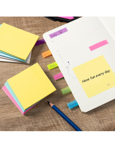 Notas Adhesivas Tesdluy 3x3 cm 16 Blocs Colores Brillantes