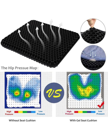 Cojín de Gel para Asientos Helishy Estándar 42x37 cm Transpirable