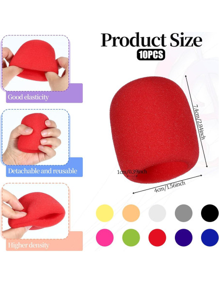 10 Fundas de Espuma para Micrófono Multicolor 7.21x6.1cm