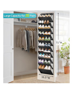 Organizador de Zapatos Colgante AOODA 20 Pares Negro 180 cm 2