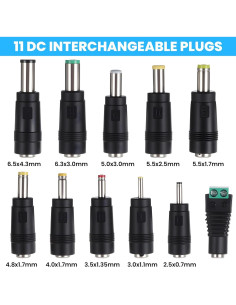 Kit de Adaptadores DC 11 Piezas FdcLixuvol 5.5x2.1mm 2