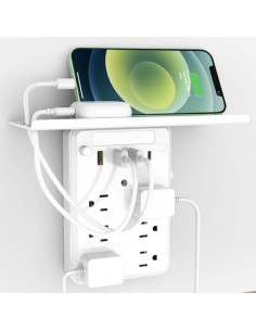 Extensor de Enchufe de Pared Eiusrr 9 en 1 con Estante 19.81 cm 2