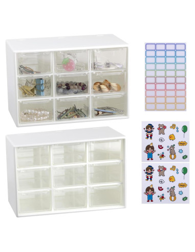 Organizador de Cajones Mini STILTOOL 2PCS 9 Cajones Transparente