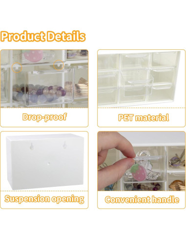 Organizador de Cajones Mini STILTOOL 2PCS 9 Cajones Transparente