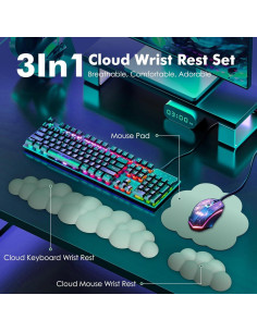 Reposamuñecas Ergonómico MoKo Nube Verde para Teclado y Ratón 2