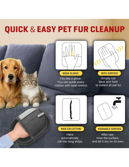 Guantes Quitapelos MyPera para Gatos y Perros - Reutilizables