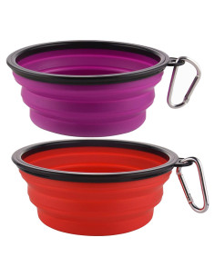 Tazones Plegables para Perros Guardians 34oz 2 Piezas Púrpura y Rojo