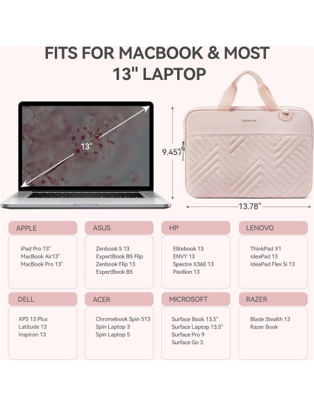 Funda para Laptop BOSTANTEN 13" Rosa Acolchada Impermeable