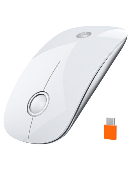 RAPIQUE R306C Ratón Inalámbrico USB-C Blanco, Silencioso, 3 DPI