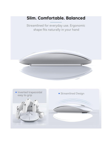 RAPIQUE R306C Ratón Inalámbrico USB-C Blanco, Silencioso, 3 DPI