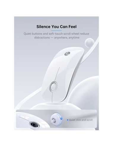 RAPIQUE R306C Ratón Inalámbrico USB-C Blanco, Silencioso, 3 DPI