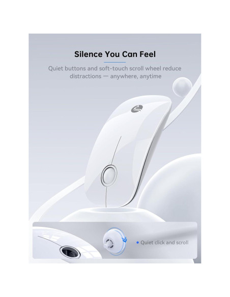 RAPIQUE R306C Ratón Inalámbrico USB-C Blanco, Silencioso, 3 DPI