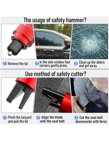 Juego de 2 Martillos de Seguridad QWEZOTUY J8 para Cristales