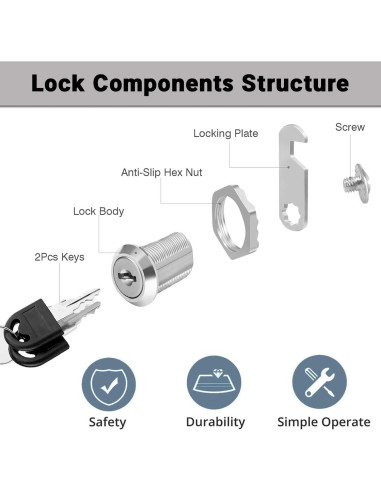 Cerradura de gabinete Qiifaiikooii de 1.59 cm con llaves