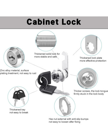 Cerradura de gabinete Qiifaiikooii de 1.59 cm con llaves
