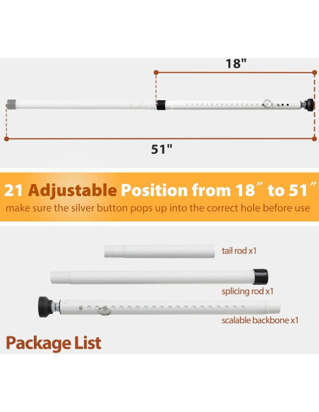Barra de Seguridad Ajustable Feblomst para Puertas Corredizas 45.72-129.54 cm - Blanca