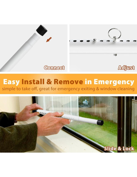 Barra de Seguridad Ajustable Feblomst para Puertas Corredizas 45.72-129.54 cm - Blanca