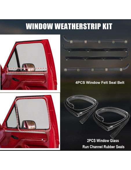 Kit de Burletes para Ventanas Ford F150 F250 F350 Bronco 1987-1997