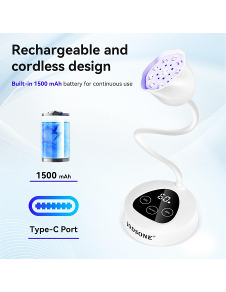 Lámpara de Uñas LED Inalámbrica JODSONE 30W Portátil Blanca