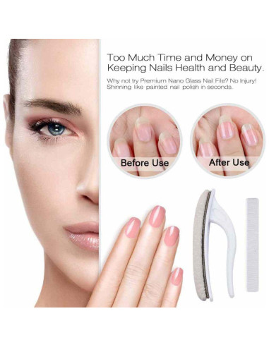 Kit de Pulido de Uñas Naturales beUakso con Lima de Vidrio y Chamois