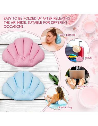 Almohadas Inflables para Baño Jetec - 2 Piezas con Ventosas