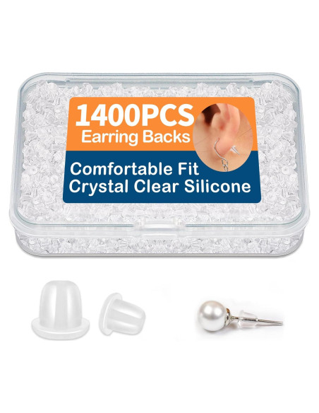 1400 Tapones de Silicona Transparentes Bofoho para Pendientes