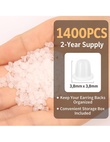 1400 Tapones de Silicona Transparentes Bofoho para Pendientes