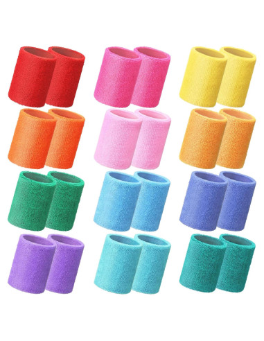 Muñequera de Sudor Lenwen 24 Pcs Color Neón 10x8 cm