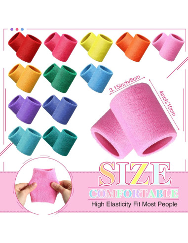 Muñequera de Sudor Lenwen 24 Pcs Color Neón 10x8 cm
