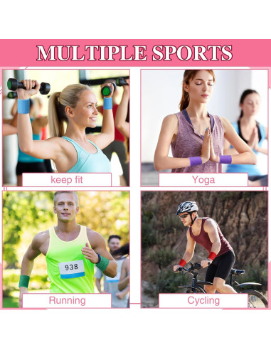 Muñequera de Sudor Lenwen 24 Pcs Color Neón 10x8 cm