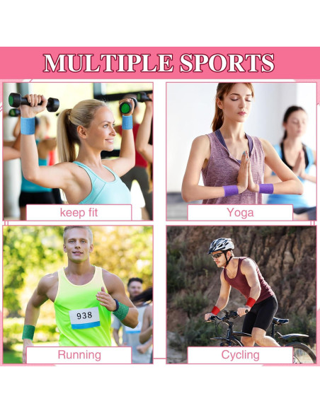 Muñequera de Sudor Lenwen 24 Pcs Color Neón 10x8 cm